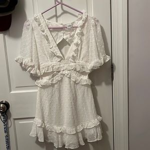 Selfie Leslie White Ruffle Mini Dress
